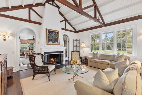 Fireplace, Interior, Living room, Wooden Beams, Wood Texture Flooring