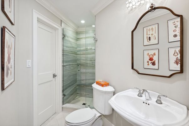 Bathroom, Glass Shower, Interior, Recessed Lighting