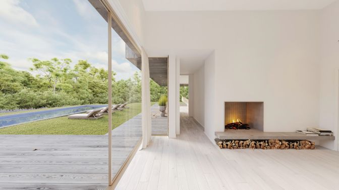 Fireplace, Interior, Wood Texture Flooring