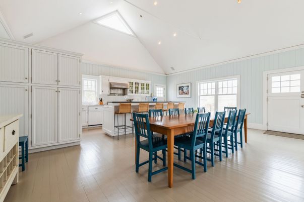 Dining room, Interior, Kitchen, Recessed Lighting, Wood Texture Flooring