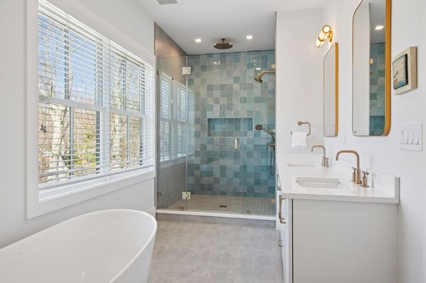 Bathroom, Dual Sink Vanities, Free Standing Baths, Glass Shower, Interior, Recessed Lighting