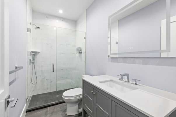 Bathroom, Glass Shower, Interior, Recessed Lighting