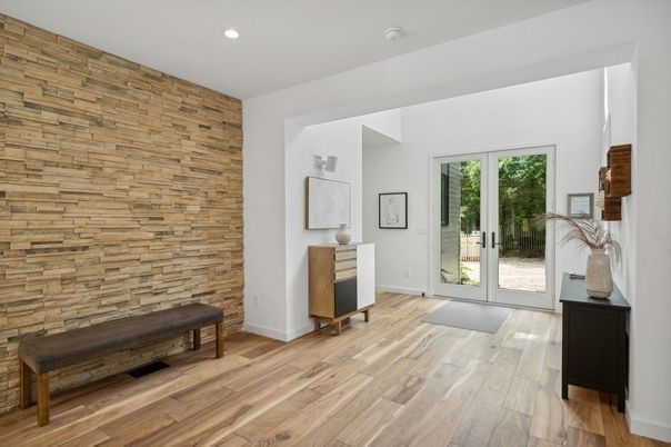 Interior, Recessed Lighting, Wood Texture Flooring, Wooden Walls