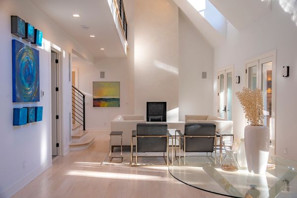 Interior, Living room, Recessed Lighting, Wood Texture Flooring