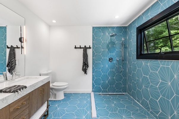 Bathroom, Glass Shower, Interior, Recessed Lighting