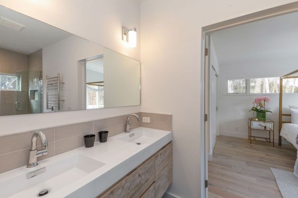 Bathroom, Dual Sink Vanities, Interior, Wood Texture Flooring