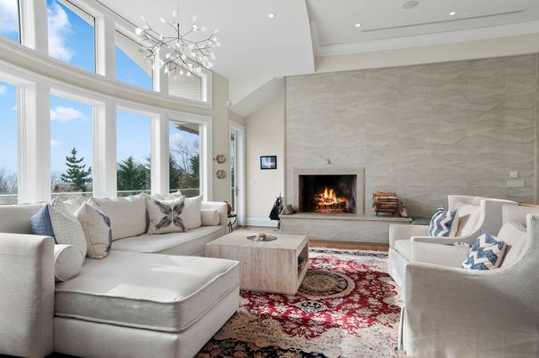 Fireplace, Interior, Living room, Pendant Lights, Recessed Lighting