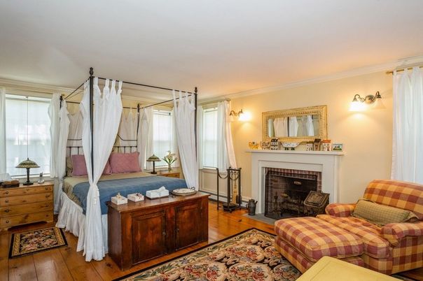 Bedroom, Fireplace, Interior, Wood Texture Flooring