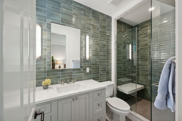 Bathroom, Glass Shower, Interior, Recessed Lighting