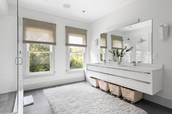 Bathroom, Interior, Recessed Lighting, Wood Texture Flooring