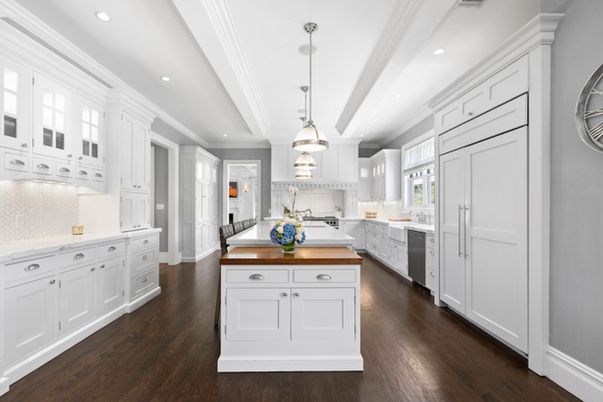 Interior, Kitchen, Pendant Lights, Recessed Lighting, Wood Texture Flooring