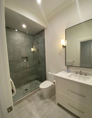 Bathroom, Glass Shower, Interior, Recessed Lighting