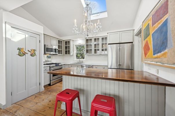 Chandelier, Interior, Kitchen, Stainless Steel Appliances