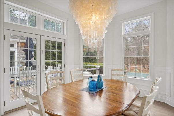 Chandelier, Dining room, Interior, Wood Texture Flooring