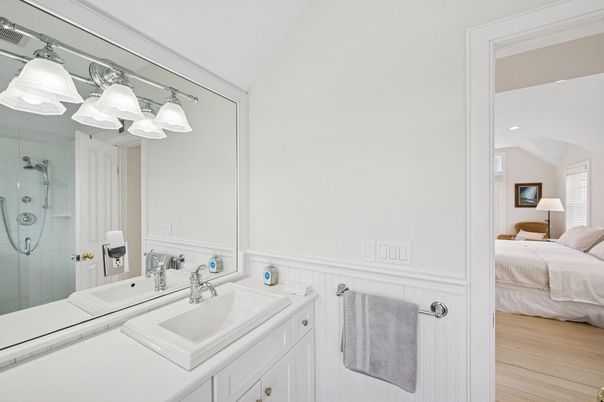 Bathroom, Bedroom, Glass Shower, Interior, Recessed Lighting, Wood Texture Flooring