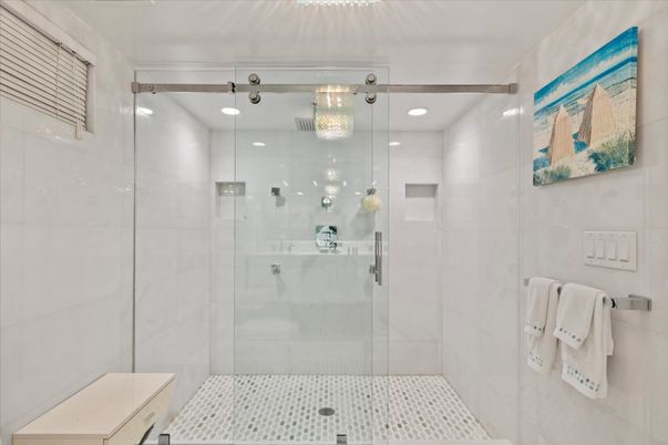 Bathroom, Glass Shower, Interior, Recessed Lighting