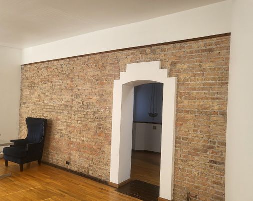 Interior, Stone Walls, Wood Texture Flooring