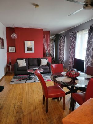 Dining room, Interior, Living room, Pendant Lights, Wood Texture Flooring