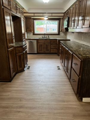 Interior, Kitchen, Stainless Steel Appliances, Wood Texture Flooring