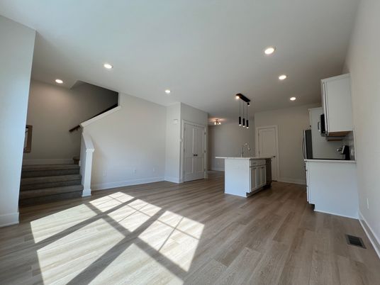 Interior, Kitchen, Pendant Lights, Recessed Lighting, Wood Texture Flooring