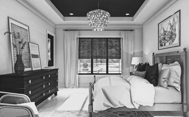 Bedroom, Interior, Pendant Lights, Recessed Lighting, Wooden Ceilings