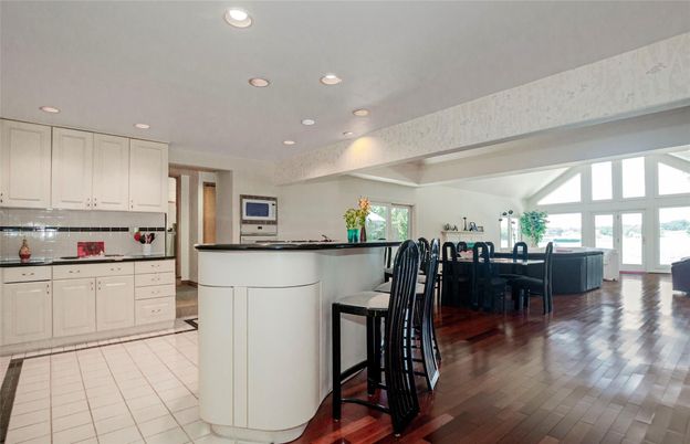 Dining room, Interior, Kitchen, Recessed Lighting, Wood Texture Flooring