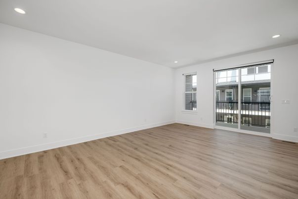 Empty room, Interior, Recessed Lighting, Wood Texture Flooring