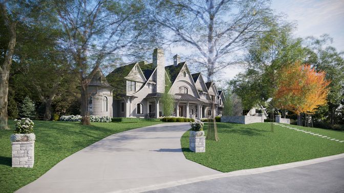 Backyard, Exterior, Facade, Tudor Revival