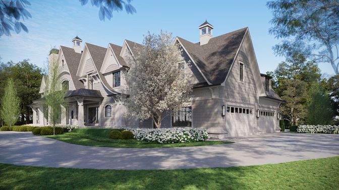 Attached, Exterior, Facade, Tudor Revival