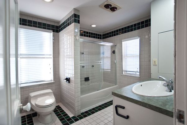 Bathroom, Glass Shower, Interior, Recessed Lighting