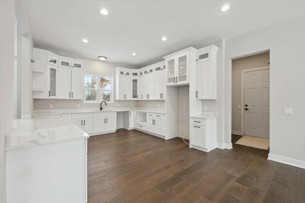 Interior, Kitchen, Recessed Lighting, Wood Texture Flooring