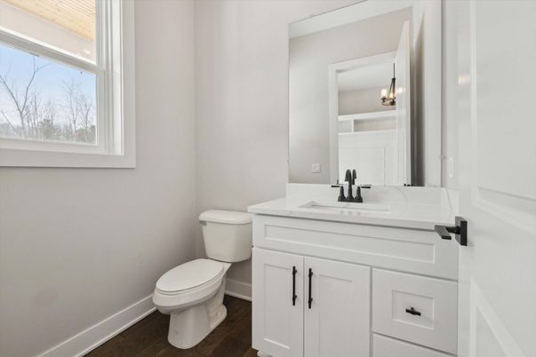 Bathroom, Interior, Pendant Lights, Wood Texture Flooring