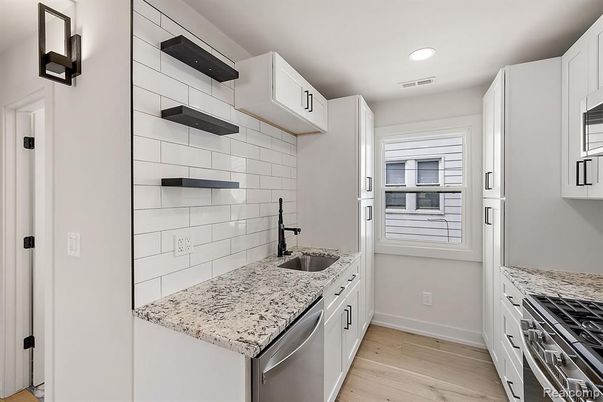 Interior, Kitchen, Recessed Lighting, Wood Texture Flooring