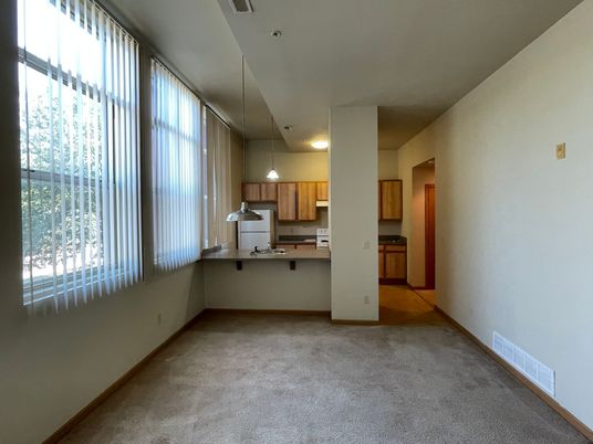 Empty room, Interior, Kitchen, Pendant Lights, Recessed Lighting