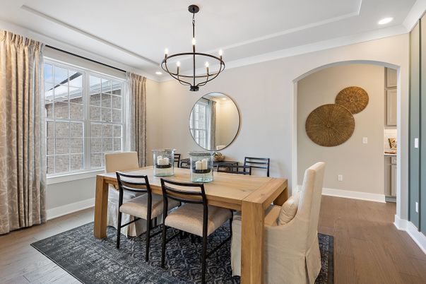 Chandelier, Dining room, Interior, Recessed Lighting, Wood Texture Flooring