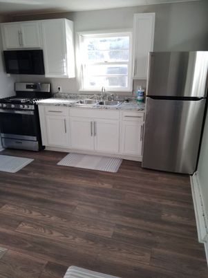 Interior, Kitchen, Stainless Steel Appliances, Wood Texture Flooring