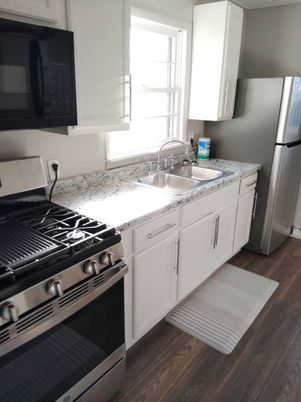 Interior, Kitchen, Stainless Steel Appliances, Wood Texture Flooring