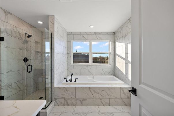Bathroom, Glass Shower, Interior, Marble, Marble Walls, Recessed Lighting