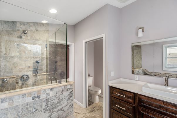 Bathroom, Glass Shower, Interior, Recessed Lighting
