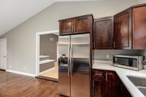Interior, Kitchen, Stainless Steel Appliances, Wood Texture Flooring