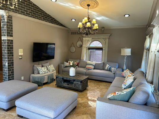 Chandelier, Interior, Living room, Recessed Lighting