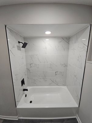 Bathroom, Interior, Marble Walls, Recessed Lighting