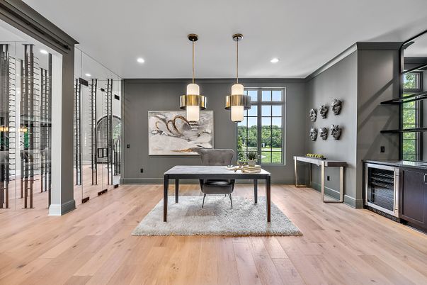 Home Office, Interior, Pendant Lights, Recessed Lighting, Wood Texture Flooring