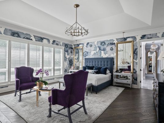 Bedroom, Chandelier, Interior, Pendant Lights, Wood Texture Flooring