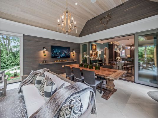 Chandelier, Dining room, Interior, Kitchen, Living room, Pendant Lights, Recessed Lighting, Wooden Ceilings