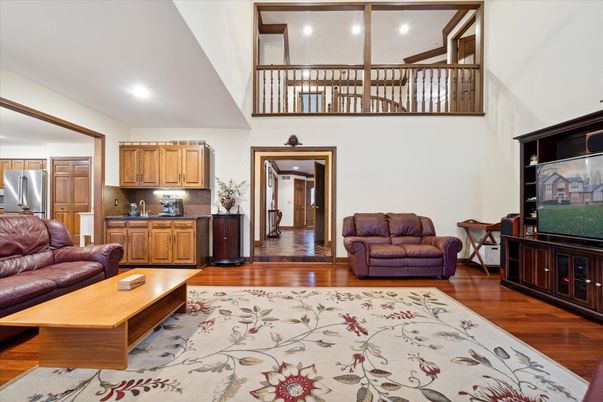 Interior, Kitchen, Living room, Recessed Lighting, Stainless Steel Appliances, Wood Texture Flooring