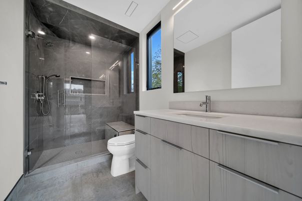 Bathroom, Glass Shower, Interior, Recessed Lighting