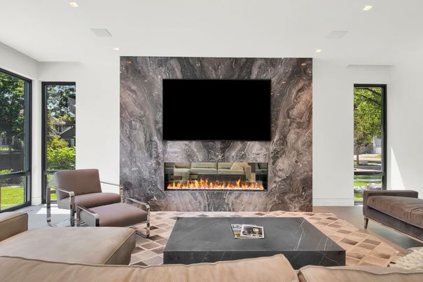 Fireplace, Interior, Living room, Recessed Lighting