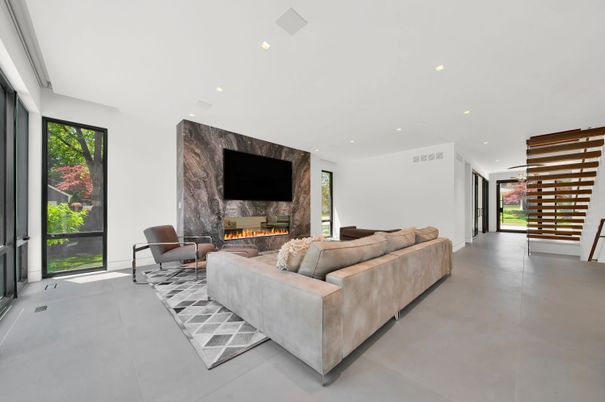 Fireplace, Interior, Living room, Recessed Lighting