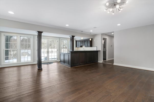Interior, Kitchen, Pendant Lights, Recessed Lighting, Wood Texture Flooring